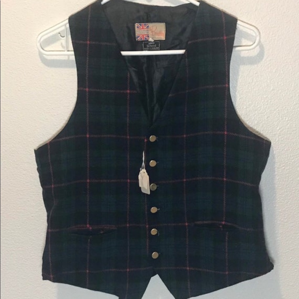 Vintage 70's The Broadway Green Argyle Vest